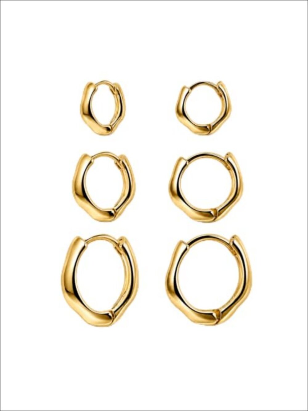 14K Gold Plated Copper Chunky Twisted Huggie Hoop Earrings Set